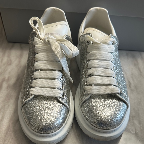 Alexander McQueen Silver Glitter Sneakers